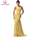 Grace Karin Hot Sale Um ombro Amarelo Chiffon Long Evening Party Dress Vestidos CL4971-1 #